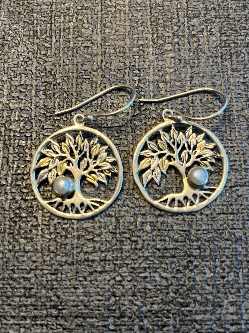 925 two-tone tree of life earrings